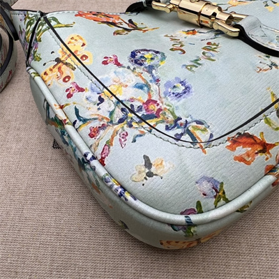 Gu.cci Jackie 1961 Mini Shoulder Bag Mint Leather With Printing 637091