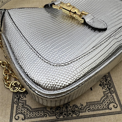 Gu.cci Jackie 1961 Mini Shoulder Bag Silver Leather 675799
