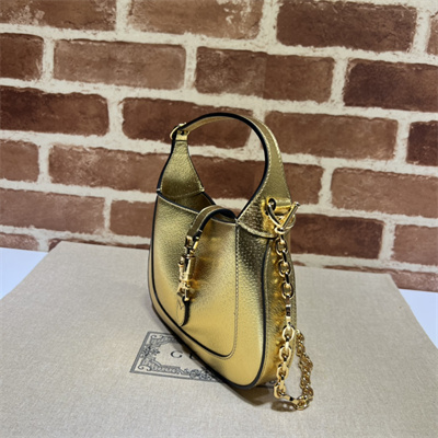Gu.cci Jackie 1961 Mini Shoulder Bag Gold Leather 675799