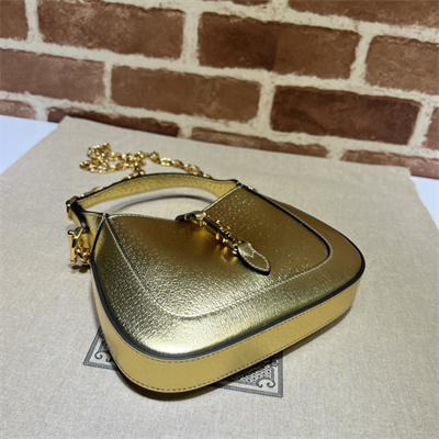 Gu.cci Jackie 1961 Mini Shoulder Bag Gold Leather 675799
