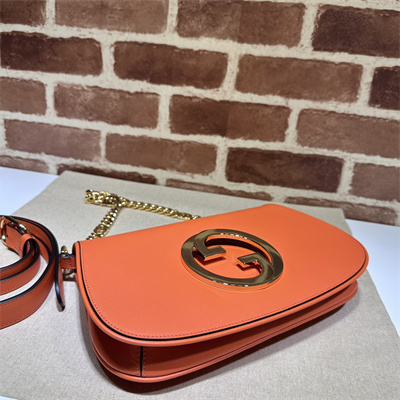 Gu.cci Blondie Shoulder Bag Orange Leather 699268