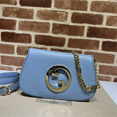 Gu.cci Blondie Shoulder Bag Blue Leather 699268