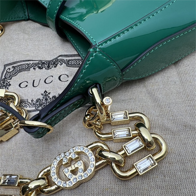 Gu.cci Jackie 1961 Mini Shoulder Bag Green Patent Leather 699651