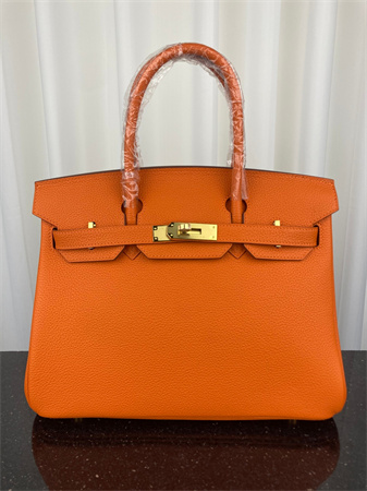 Bir.kin Bag TOGO Leather 25/30/35CM Gold/Silver Hardware In Orange Color HS