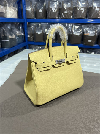 Bir.kin Bag TOGO Leather 25/30/35CM Gold/Silver Hardware In Jaune Poussin Color HS