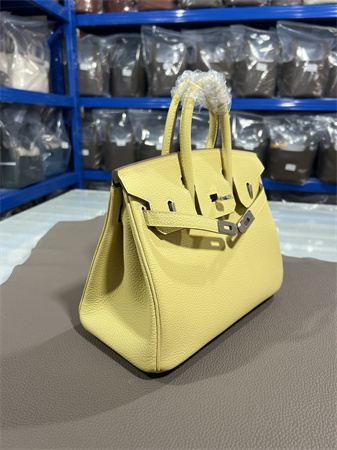Bir.kin Bag TOGO Leather 25/30/35CM Gold/Silver Hardware In Jaune Poussin Color HS