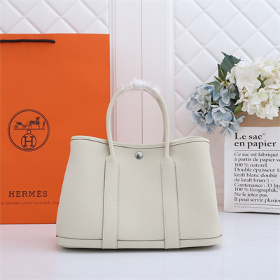 H**mes garden party 30/36cm calfskin leather craie