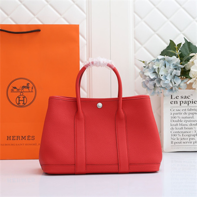 H**mes garden party 30/36cm calfskin leather red