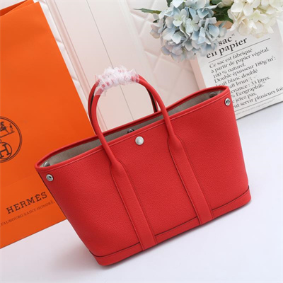H**mes garden party 30/36cm calfskin leather red