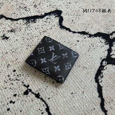 L.V Slender Wallet Brushed Monogram cowhide leather Black/White M11708