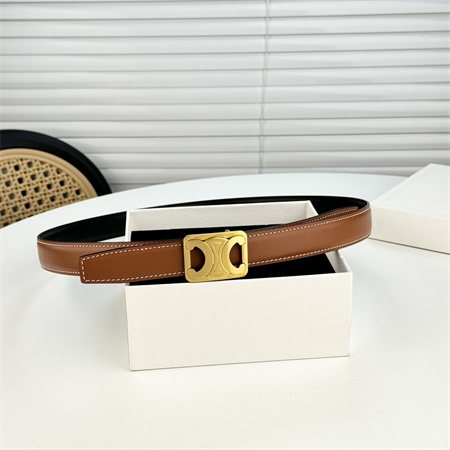 Ce**e medium reversible framed triomphe belt 25mm in taurillon and natural calfskin brown/black