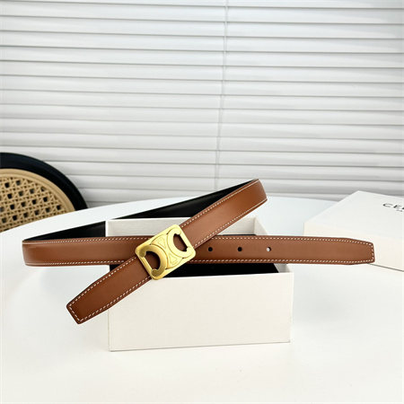 Ce**e medium reversible framed triomphe belt 25mm in taurillon and natural calfskin brown/black