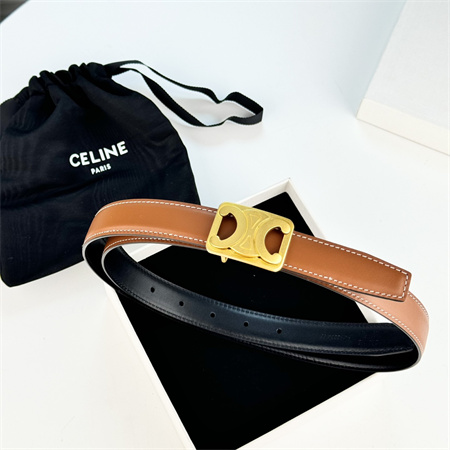 Ce**e medium reversible framed triomphe belt 25mm in taurillon and natural calfskin brown/black