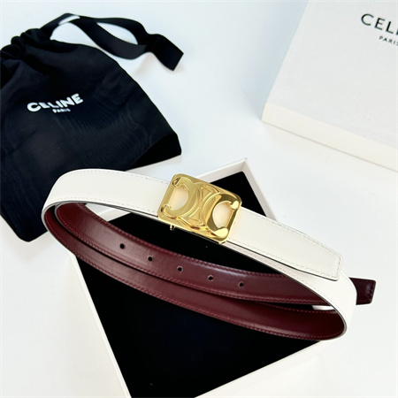 Ce**e medium reversible framed triomphe belt 25mm in taurillon and natural calfskin burgundy/white