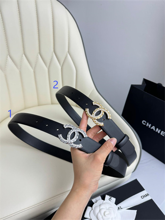 Ch*el belts in calfskin 30mm gold/silver hardware black