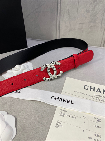 Ch*el belts in calfskin 30mm gold/silver hardware red
