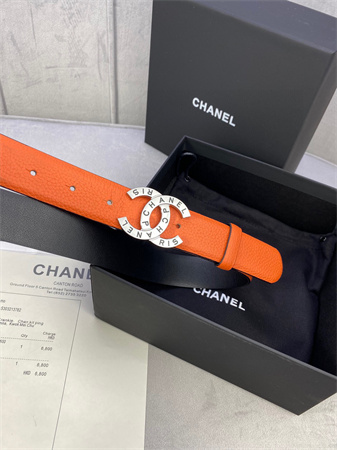 Ch*el belts in calfskin 30mm gold/silver hardware orange