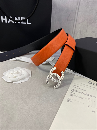 Ch*el belts in calfskin 30mm gold/silver hardware orange