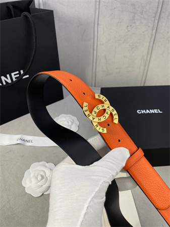 Ch*el belts in calfskin 30mm gold/silver hardware orange