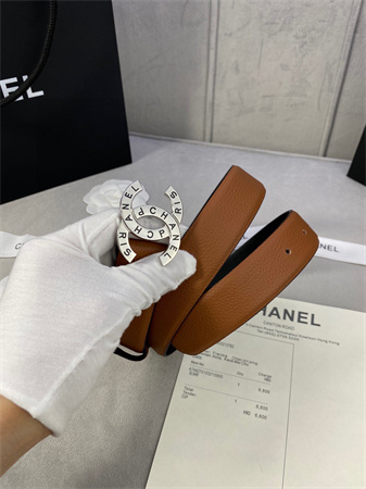 Ch*el belts in calfskin 30mm gold/silver hardware brown