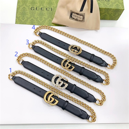 G*u*i chain belts in black calfskin 30mm options
