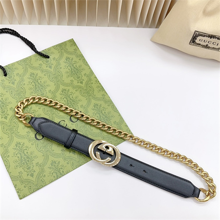 G*u*i chain belts in black calfskin 30mm options