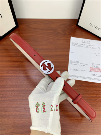 G*u*i belts in red calfskin 20mm gold/silver hardware