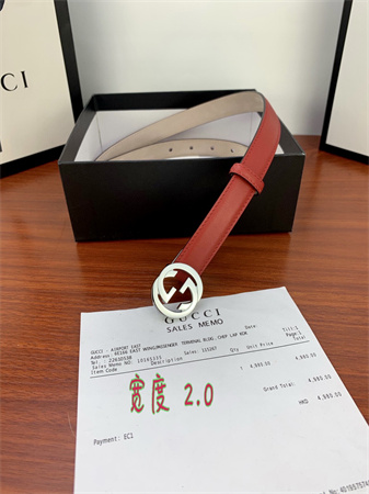 G*u*i belts in red calfskin 20mm gold/silver hardware