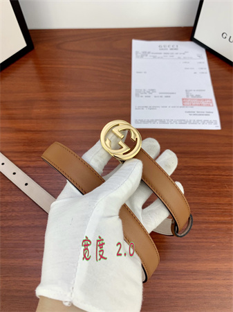 G*u*i belts in brown calfskin 20mm gold/silver hardware