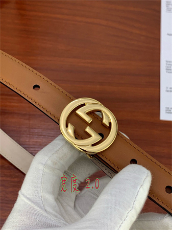 G*u*i belts in brown calfskin 20mm gold/silver hardware