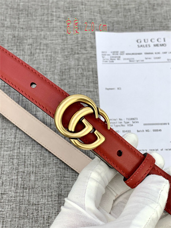 G*u*i belts in red calfskin 20mm gold hardware