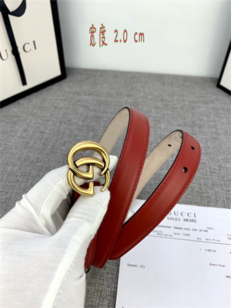 G*u*i belts in red calfskin 20mm gold hardware