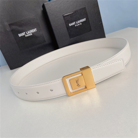 Y*L belts in leather 30mm gold hardware white