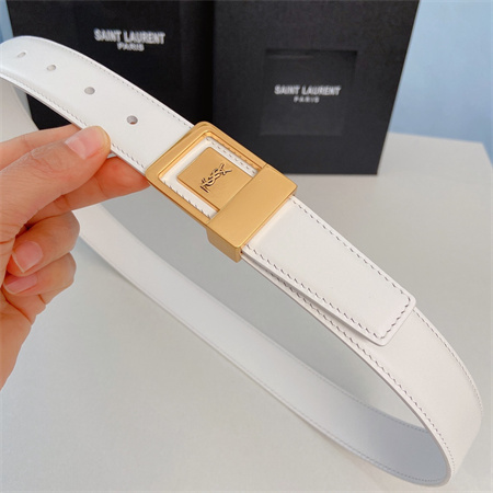 Y*L belts in leather 30mm gold hardware white