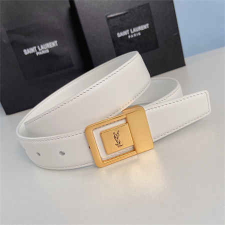 Y*L belts in leather 30mm gold hardware white