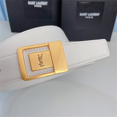 Y*L belts in leather 30mm gold hardware white