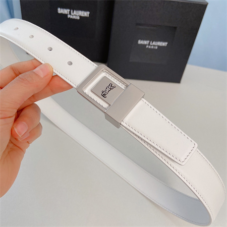 Y*L belts in leather 30mm silver hardware white