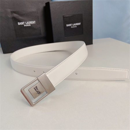 Y*L belts in leather 30mm silver hardware white