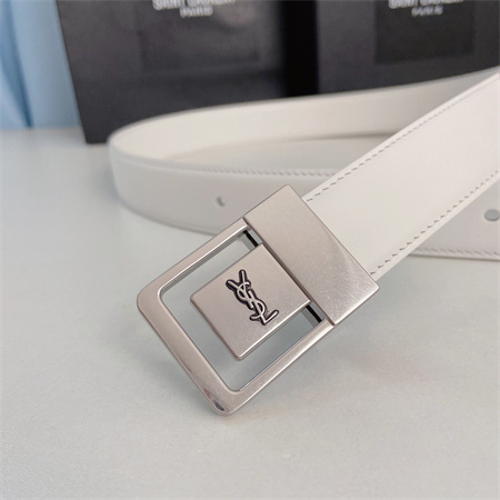 Y*L belts in leather 30mm silver hardware white