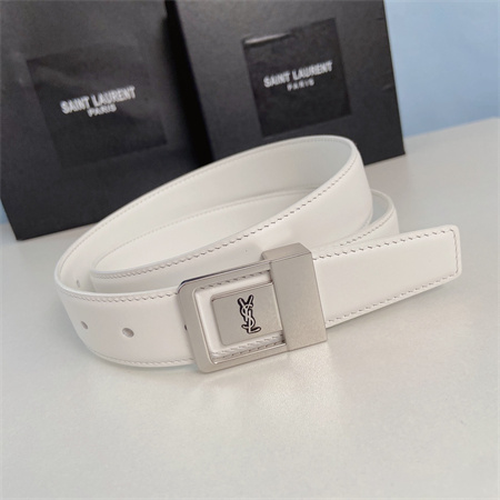 Y*L belts in leather 30mm silver hardware white