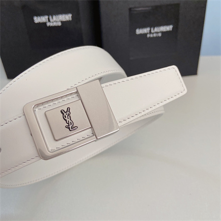 Y*L belts in leather 30mm silver hardware white