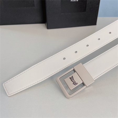 Y*L belts in leather 30mm silver hardware white