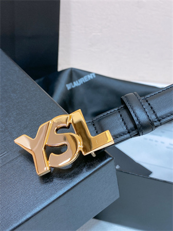 Y*L belts in leather 24mm shinny gold hardware black