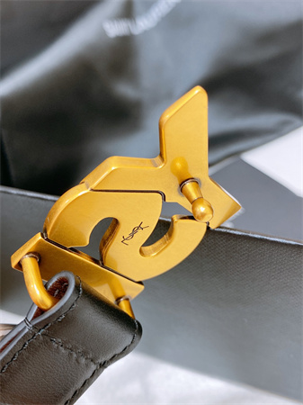 Y*L belts in leather 24mm aged gold hardware black