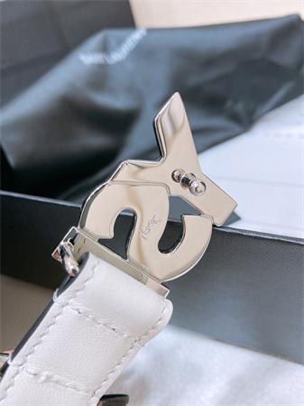 Y*L belts in leather 24mm shinny silver hardware white
