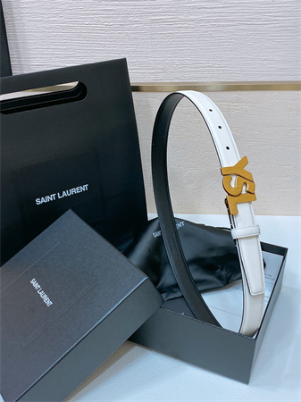 Y*L belts in leather 24mm aged gold hardware white