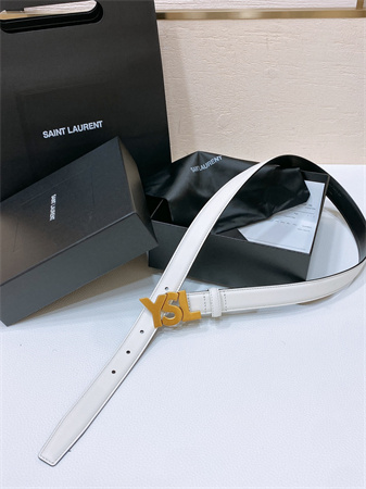 Y*L belts in leather 24mm aged gold hardware white