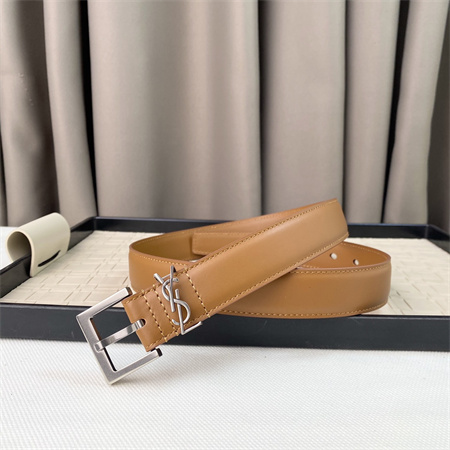Y*L belts in leather 30mm silver hardware brown