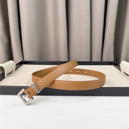 Y*L belts in leather 20mm silver hardware brown