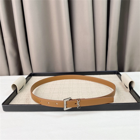 Y*L belts in leather 20mm silver hardware brown